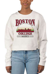 Uscape Boston College Eagles Womens White Pigment Dyed Crop Crew Sweatshirt