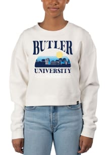 Uscape Butler Bulldogs Womens White Pigment Dyed Crop Crew Sweatshirt