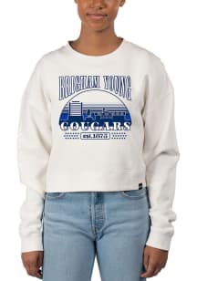Uscape BYU Cougars Womens White Pigment Dyed Crop Crew Sweatshirt