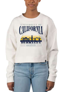 Uscape Cal Golden Bears Womens White Pigment Dyed Crop Crew Sweatshirt