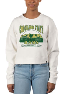 Uscape Colorado State Rams Womens White Pigment Dyed Crop Crew Sweatshirt