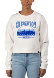 Uscape Creighton Bluejays Womens White Pigment Dyed Crop Crew Sweatshirt
