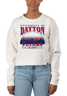Uscape Dayton Flyers Womens White Pigment Dyed Crop Crew Sweatshirt