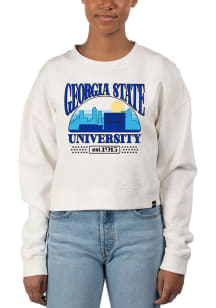 Uscape Georgia State Panthers Womens White Pigment Dyed Crop Crew Sweatshirt