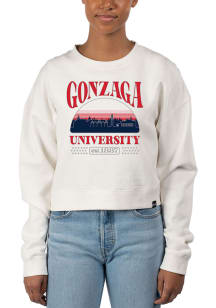 Uscape Gonzaga Bulldogs Womens White Pigment Dyed Crop Crew Sweatshirt