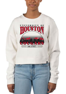 Uscape Houston Cougars Womens White Pigment Dyed Crop Crew Sweatshirt