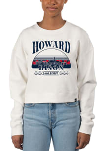 Uscape Howard Bison Womens White Pigment Dyed Crop Crew Sweatshirt