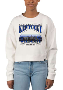 Uscape Kentucky Wildcats Womens White Pigment Dyed Crop Crew Sweatshirt