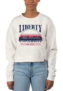 Uscape Liberty Flames Womens White Pigment Dyed Crop Crew Sweatshirt