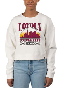 Uscape Loyola Ramblers Womens White Pigment Dyed Crop Crew Sweatshirt