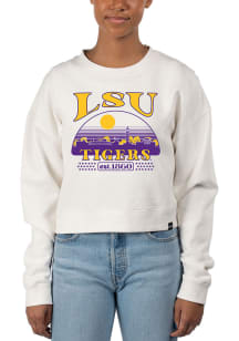 Uscape LSU Tigers Womens White Pigment Dyed Crop Crew Sweatshirt