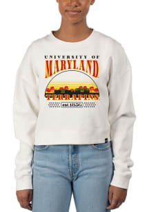 Uscape Maryland Terrapins Womens White Pigment Dyed Crop Crew Sweatshirt