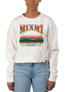 Uscape Miami Hurricanes Womens White Pigment Dyed Crop Crew Sweatshirt