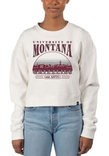 Uscape Montana Grizzlies Womens White Pigment Dyed Crop Crew Sweatshirt
