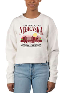 Uscape Nebraska Cornhuskers Womens White Pigment Dyed Crop Crew Sweatshirt