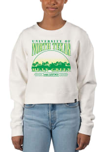 Uscape North Texas Mean Green Womens White Pigment Dyed Crop Crew Sweatshirt