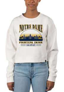 Uscape Notre Dame Fighting Irish Womens White Pigment Dyed Crop Crew Sweatshirt