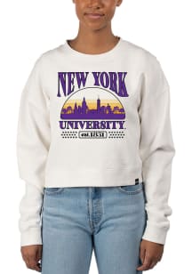 Uscape NYU Violets Womens White Pigment Dyed Crop Crew Sweatshirt