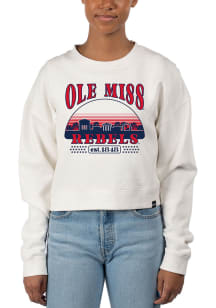 Uscape Ole Miss Rebels Womens White Pigment Dyed Crop Crew Sweatshirt