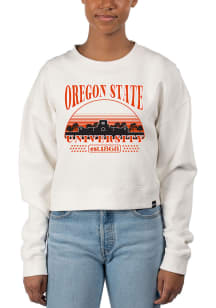Uscape Oregon State Beavers Womens White Pigment Dyed Crop Crew Sweatshirt