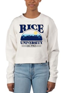 Uscape Rice Owls Womens White Pigment Dyed Crop Crew Sweatshirt