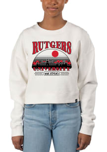 Uscape Rutgers Scarlet Knights Womens White Pigment Dyed Crop Crew Sweatshirt