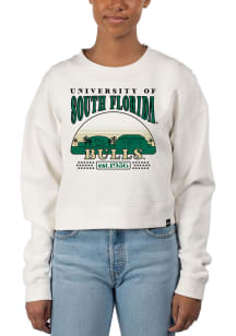 Uscape South Florida Bulls Womens White Pigment Dyed Crop Crew Sweatshirt