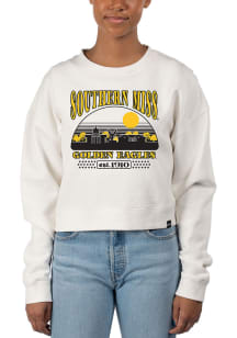 Uscape Southern Mississippi Golden Eagles Womens White Pigment Dyed Crop Crew Sweatshirt