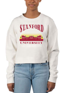Uscape Stanford Cardinal Womens White Pigment Dyed Crop Crew Sweatshirt