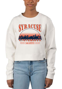 Uscape Syracuse Orange Womens White Pigment Dyed Crop Crew Sweatshirt