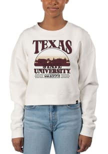 Uscape Texas State Bobcats Womens White Pigment Dyed Crop Crew Sweatshirt