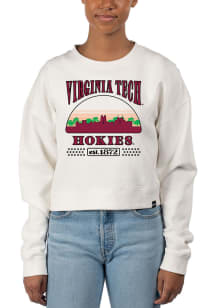 Uscape Virginia Tech Hokies Womens White Pigment Dyed Crop Crew Sweatshirt