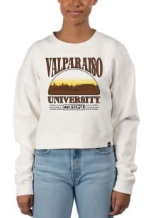 Uscape Valparaiso Beacons Womens White Pigment Dyed Crop Crew Sweatshirt
