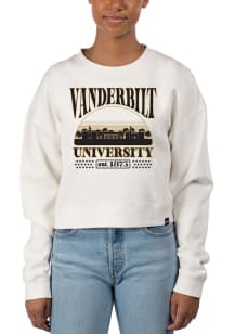 Uscape Vanderbilt Commodores Womens White Pigment Dyed Crop Crew Sweatshirt