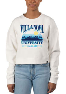 Uscape Villanova Wildcats Womens White Pigment Dyed Crop Crew Sweatshirt