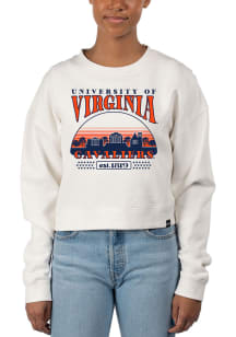 Uscape Virginia Cavaliers Womens White Pigment Dyed Crop Crew Sweatshirt
