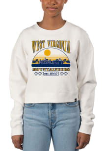 Uscape West Virginia Mountaineers Womens White Pigment Dyed Crop Crew Sweatshirt