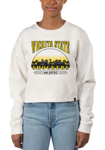 Uscape Wichita State Shockers Womens White Pigment Dyed Crop Crew Sweatshirt