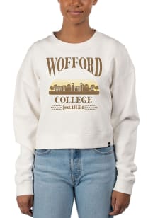 Uscape Wofford Terriers Womens White Pigment Dyed Crop Crew Sweatshirt