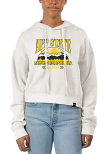 Uscape Appalachian State Mountaineers Womens White Pigment Dyed Crop Hooded Sweatshirt