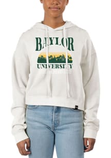 Uscape Baylor Bears Womens White Pigment Dyed Crop Hooded Sweatshirt