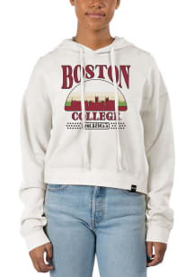 Uscape Boston College Eagles Womens White Pigment Dyed Crop Hooded Sweatshirt