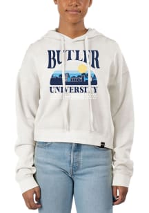 Uscape Butler Bulldogs Womens White Pigment Dyed Crop Hooded Sweatshirt