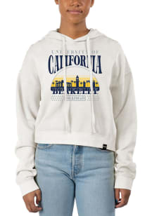Uscape Cal Golden Bears Womens White Pigment Dyed Crop Hooded Sweatshirt