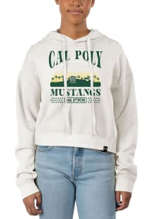 Uscape Cal Poly Mustangs Womens White Pigment Dyed Crop Hooded Sweatshirt