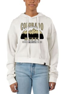 Uscape Colorado Buffaloes Womens White Pigment Dyed Crop Hooded Sweatshirt