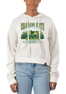 Uscape Colorado State Rams Womens White Pigment Dyed Crop Hooded Sweatshirt