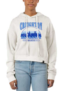Uscape Creighton Bluejays Womens White Pigment Dyed Crop Hooded Sweatshirt
