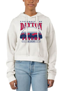 Uscape Dayton Flyers Womens White Pigment Dyed Crop Hooded Sweatshirt