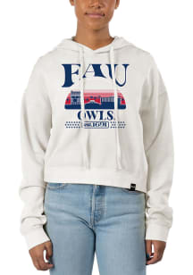 Uscape Florida Atlantic Owls Womens White Pigment Dyed Crop Hooded Sweatshirt